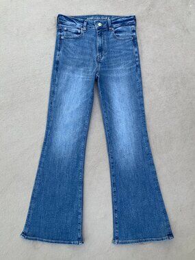 American Eagle Outfitters Next Level Stretch Super Hi-Rise Flare Jeans Sz 6R